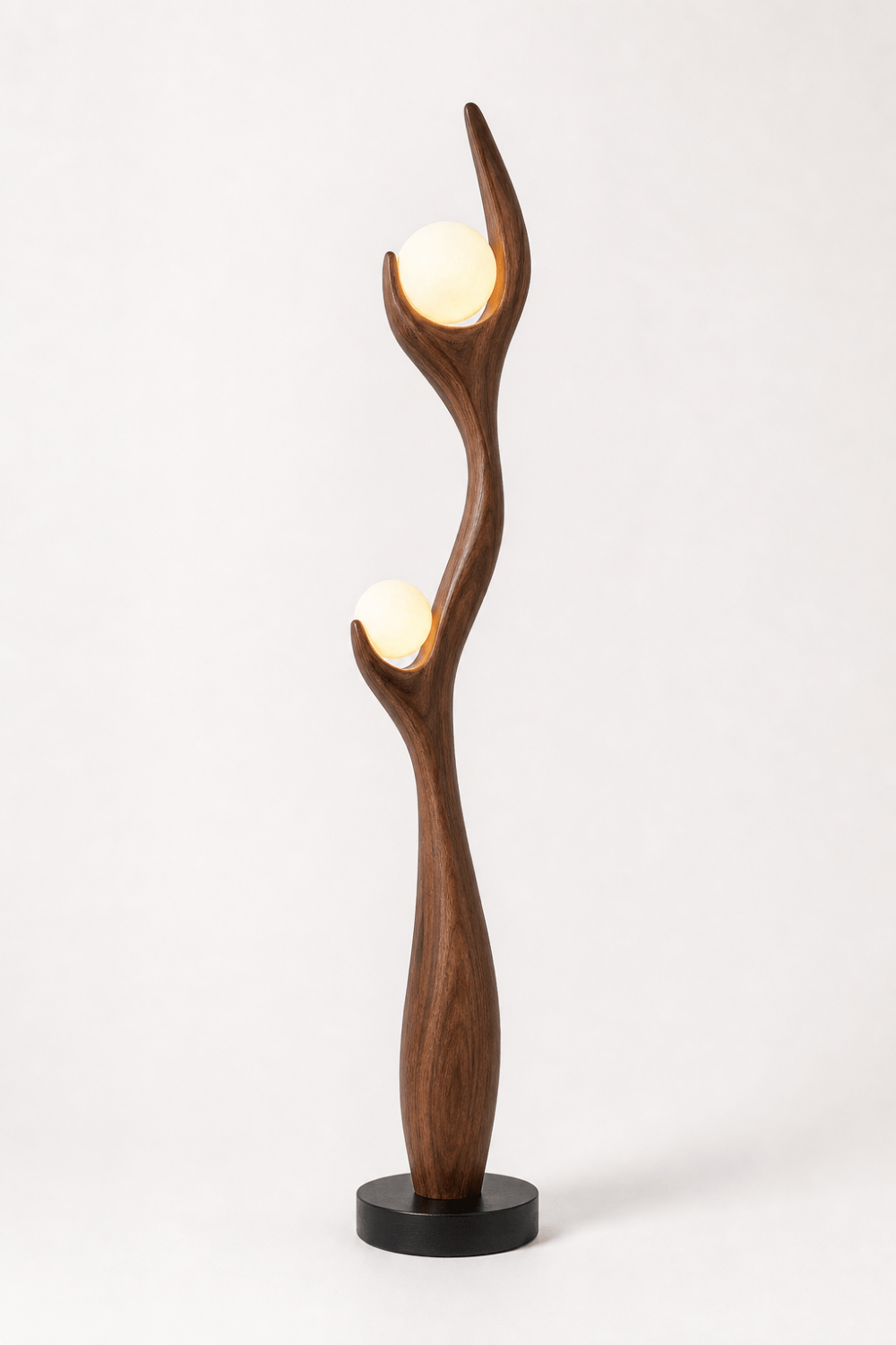 Handcrafted Abstract Wood Lamp Sculpture For Contemporary Home Interiors