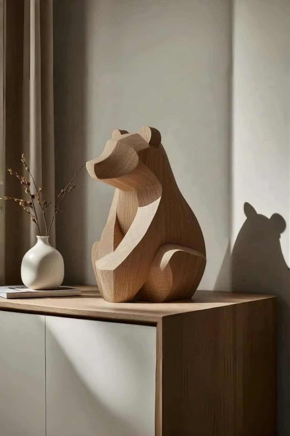 Wooden Bear Statue Wood Carved Bear Carvings Wooden Animal Sculptures