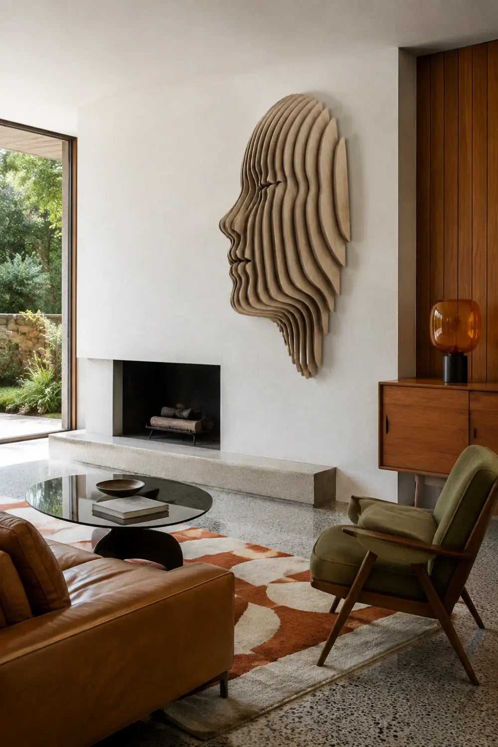 Parametric Sliced Wooden Face Wall Art | 3D Layered Profile Relief Decor