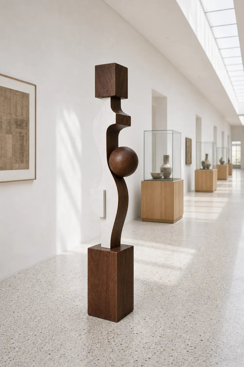 Large Abstract Wood Floor Sculpture Modern Minimalist Home Decor Art Piece