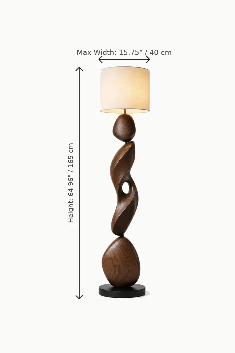 Sculptural Spiral Wood Floor Lamp Modern Abstract Walnut Design For Living Room