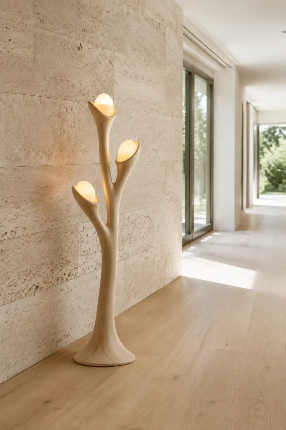 Organic Wood Floor Lamp With Branch Inspired Sculptural Design For Modern Living Rooms