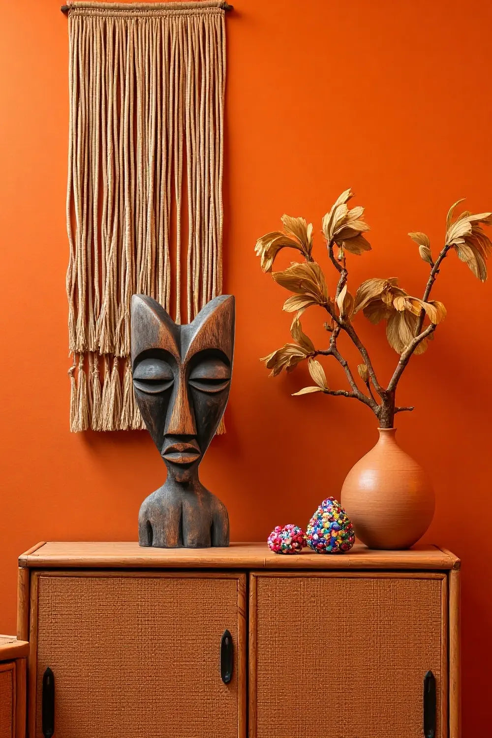 African Tribal Wooden Sculpture – Hand-Carved Abstract Ethnic Art Décor