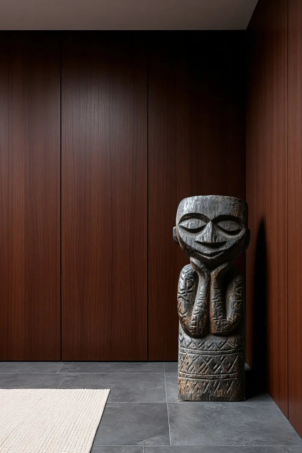 Large African Wood Sculptures Hand Carved Tribal Figures for Modern Interiors