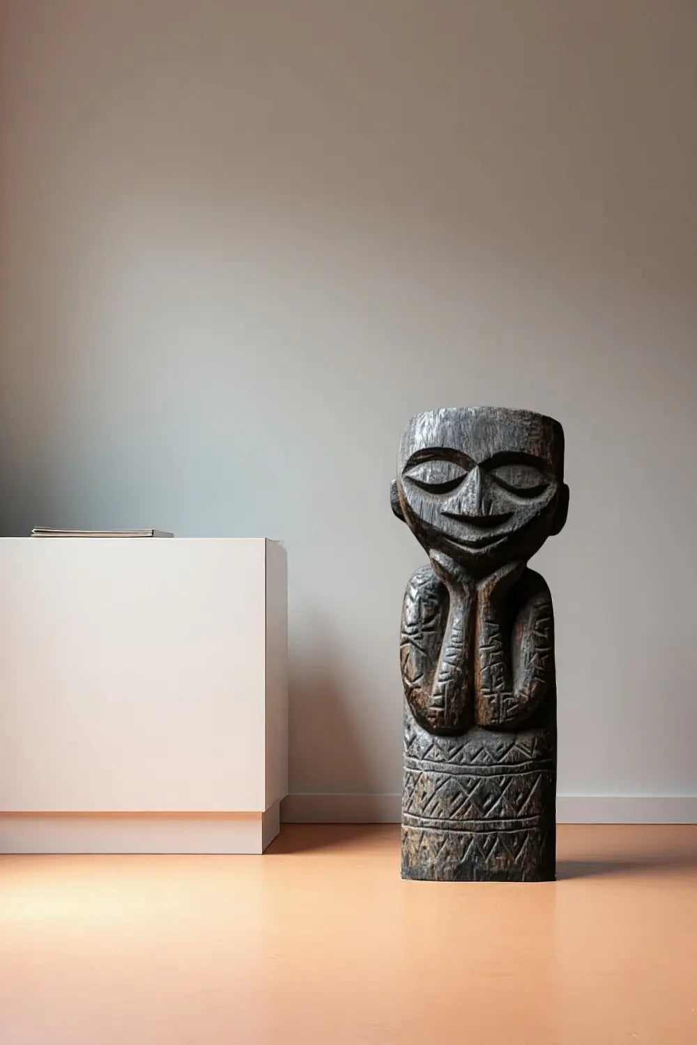 Large African Wood Sculptures Hand Carved Tribal Figures for Modern Interiors