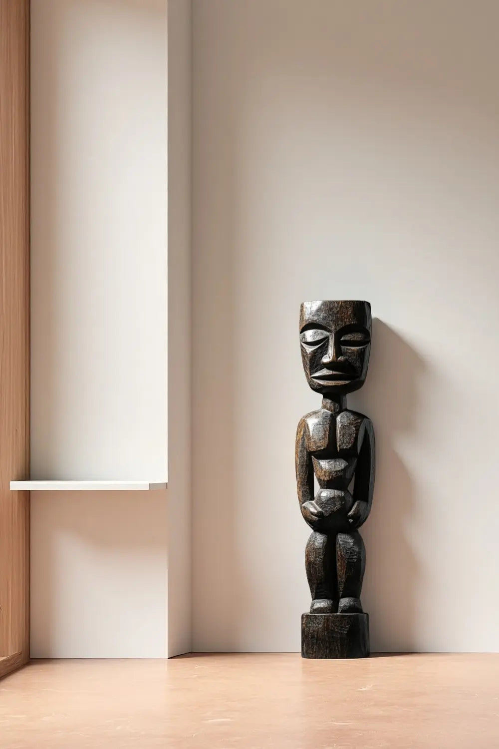 Large African Wood Sculptures Hand Carved Tribal Figures for Modern Interiors
