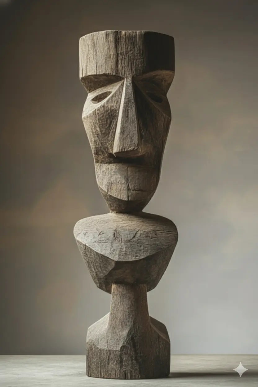 African Large Abstract Wooden Sculpture Tribal Art Decor Wooden Statues