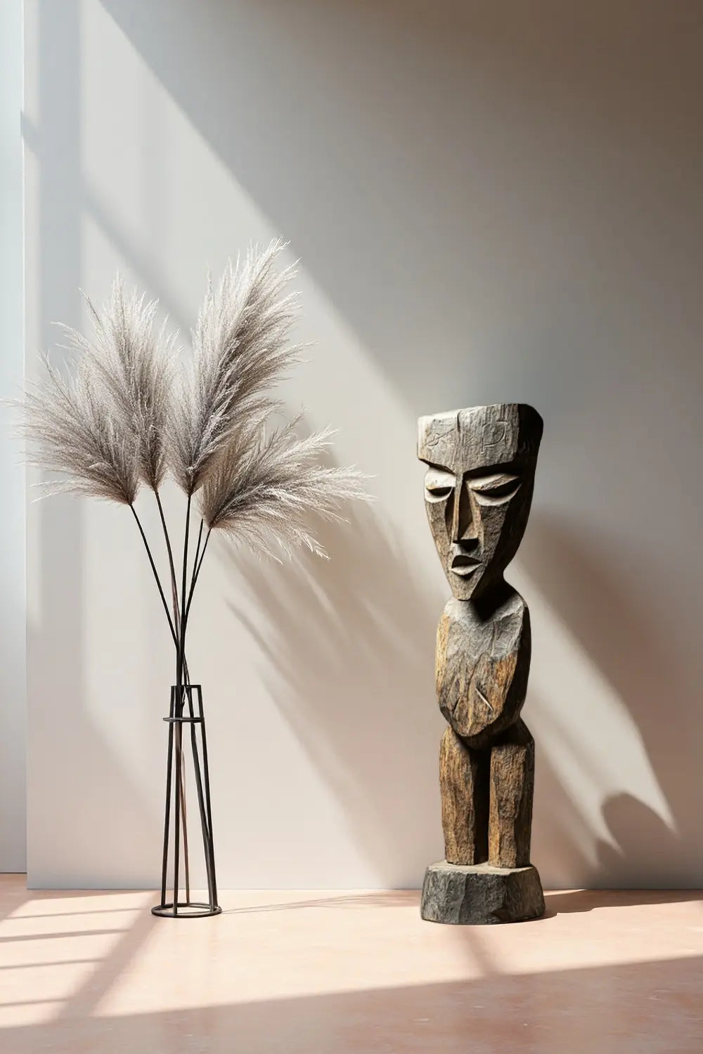 African Large Abstract Wooden Sculpture Tribal Art Decor Wooden Statues