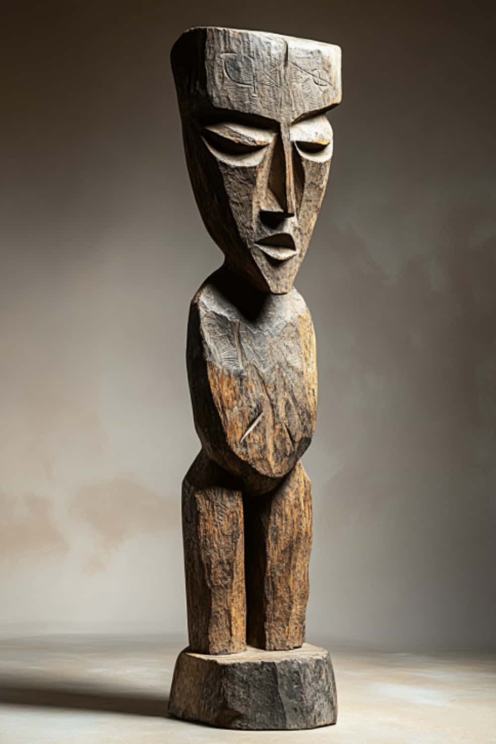 African Large Abstract Wooden Sculpture Tribal Art Decor Wooden Statues
