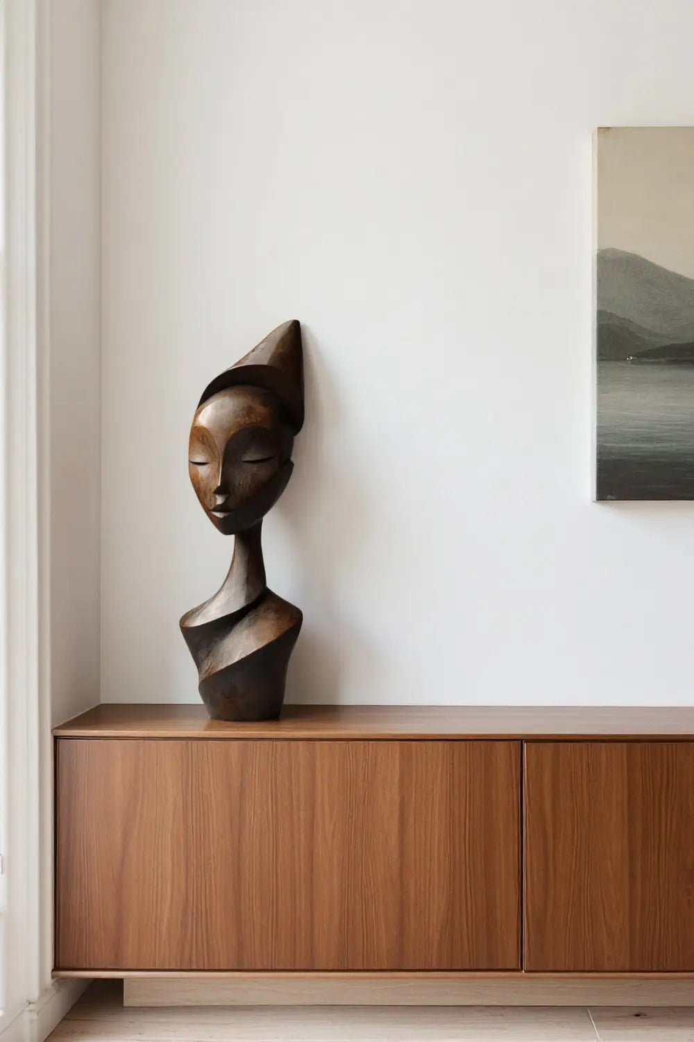 Abstract African Woman Wooden Sculpture Hand Carved Modern Ethnic Art Décor
