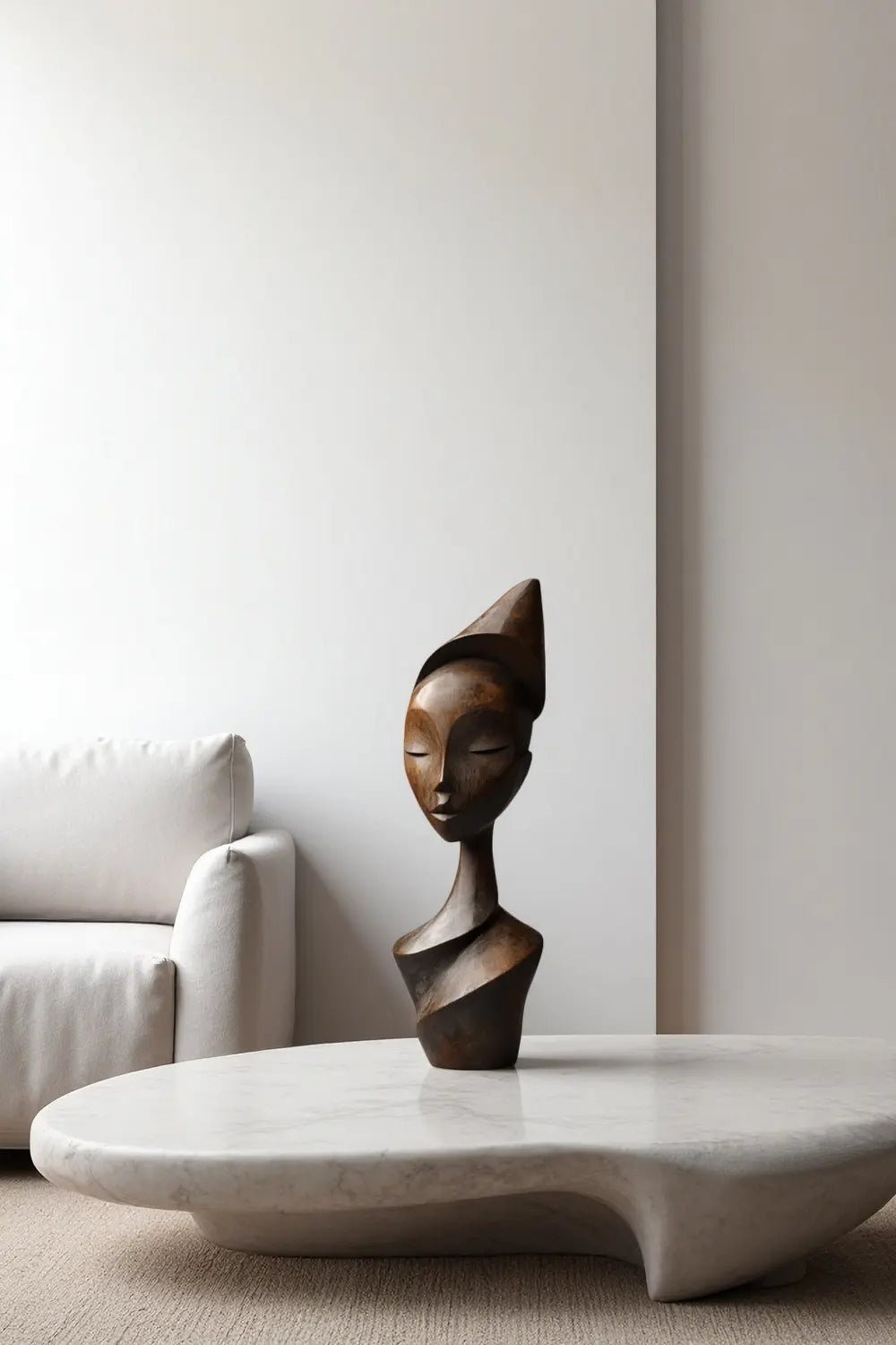 Abstract African Woman Wooden Sculpture Hand Carved Modern Ethnic Art Décor