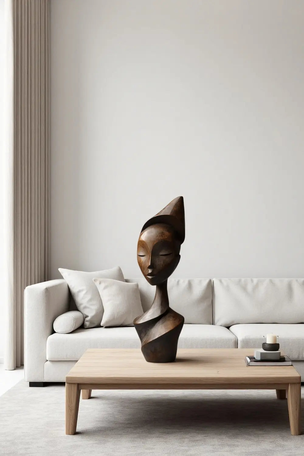 Abstract African Woman Wooden Sculpture Hand Carved Modern Ethnic Art Décor