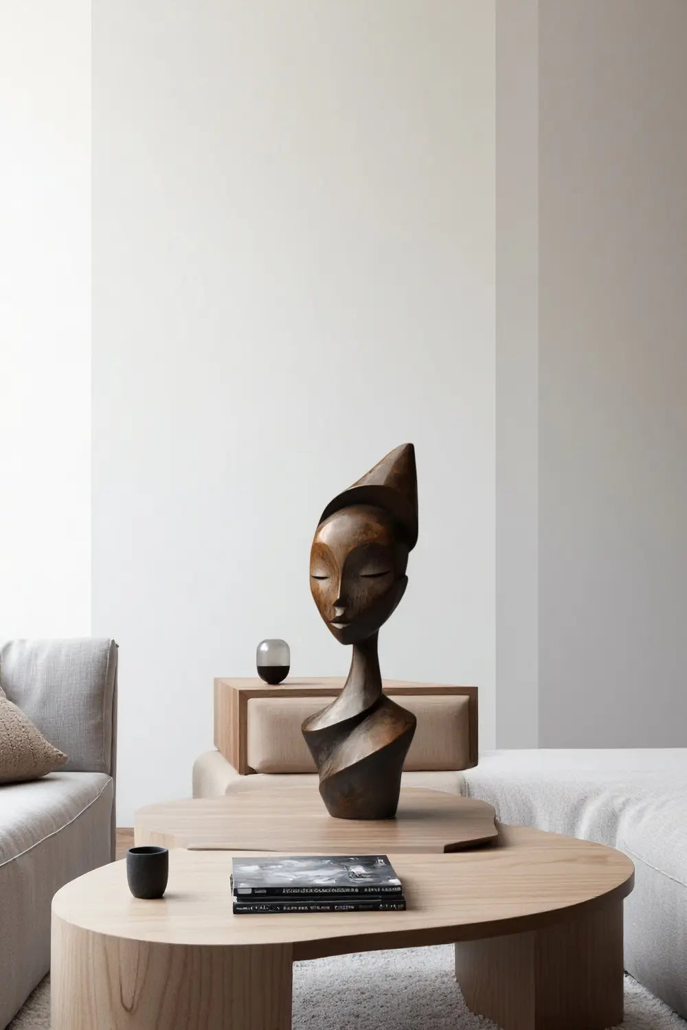 Abstract African Woman Wooden Sculpture Hand Carved Modern Ethnic Art Décor