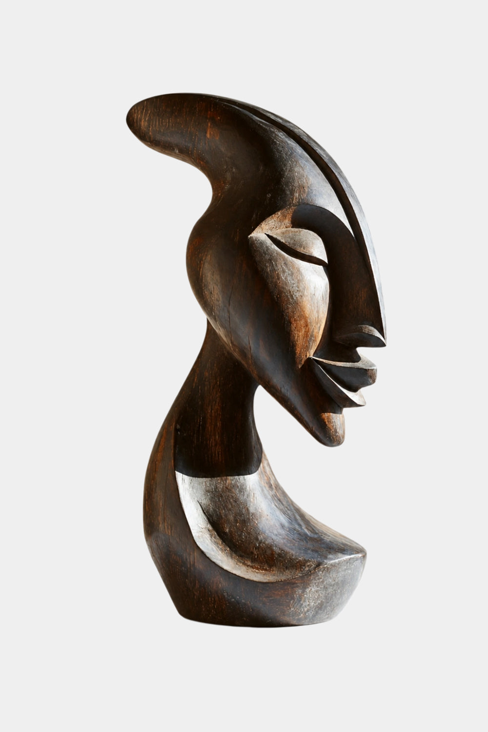 African Inspired Wooden Figure Statue | Mid-Century Modern Tabletop Decor