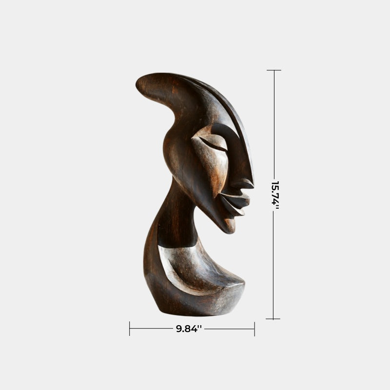 African Inspired Wooden Figure Statue | Mid-Century Modern Tabletop Decor