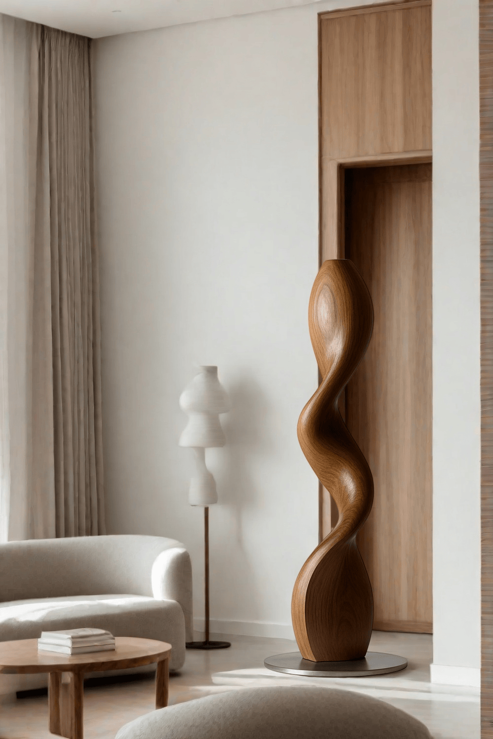 Hand Carved Large Wood Sculptures Floor Abstract Wooden Sculpture Art