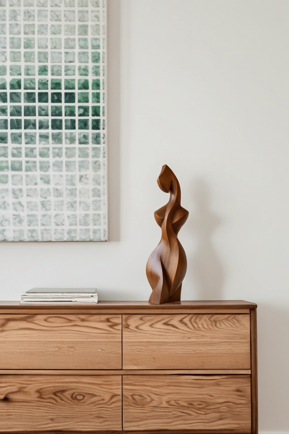 Abstract Wooden Human Sculpture Handcrafted Modern Art Decor Minimalist Wood Figurine