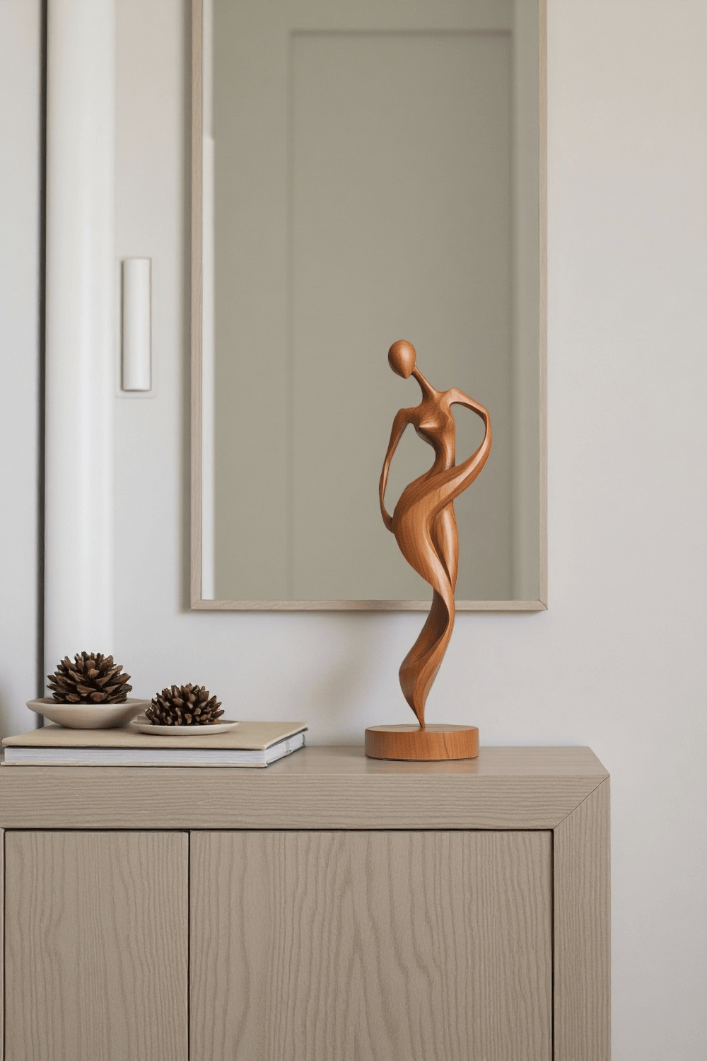 Abstract Wooden Human Sculpture Handcrafted Modern Art Decor Minimalist Wood Figurine