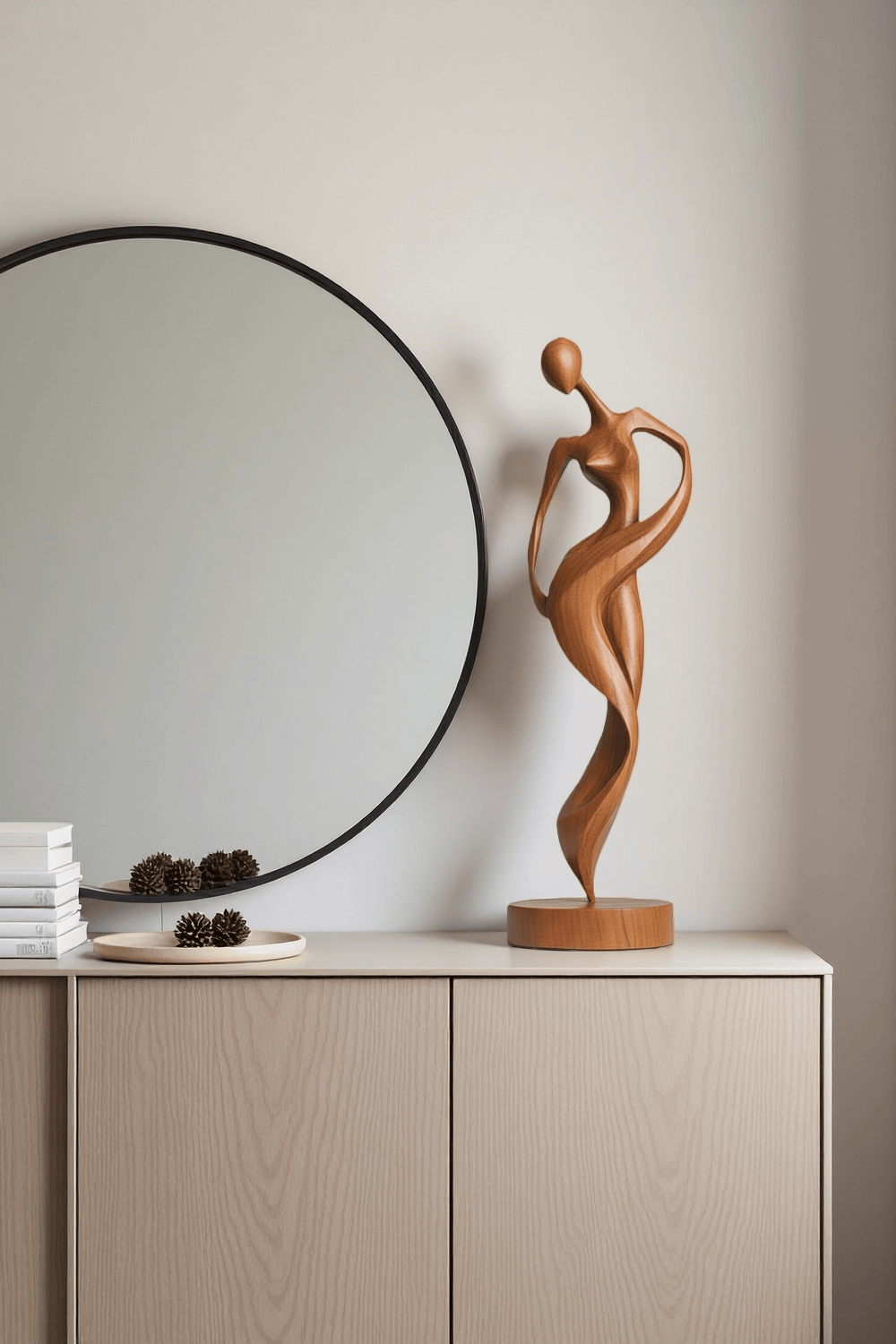 Abstract Wooden Human Sculpture Handcrafted Modern Art Decor Minimalist Wood Figurine