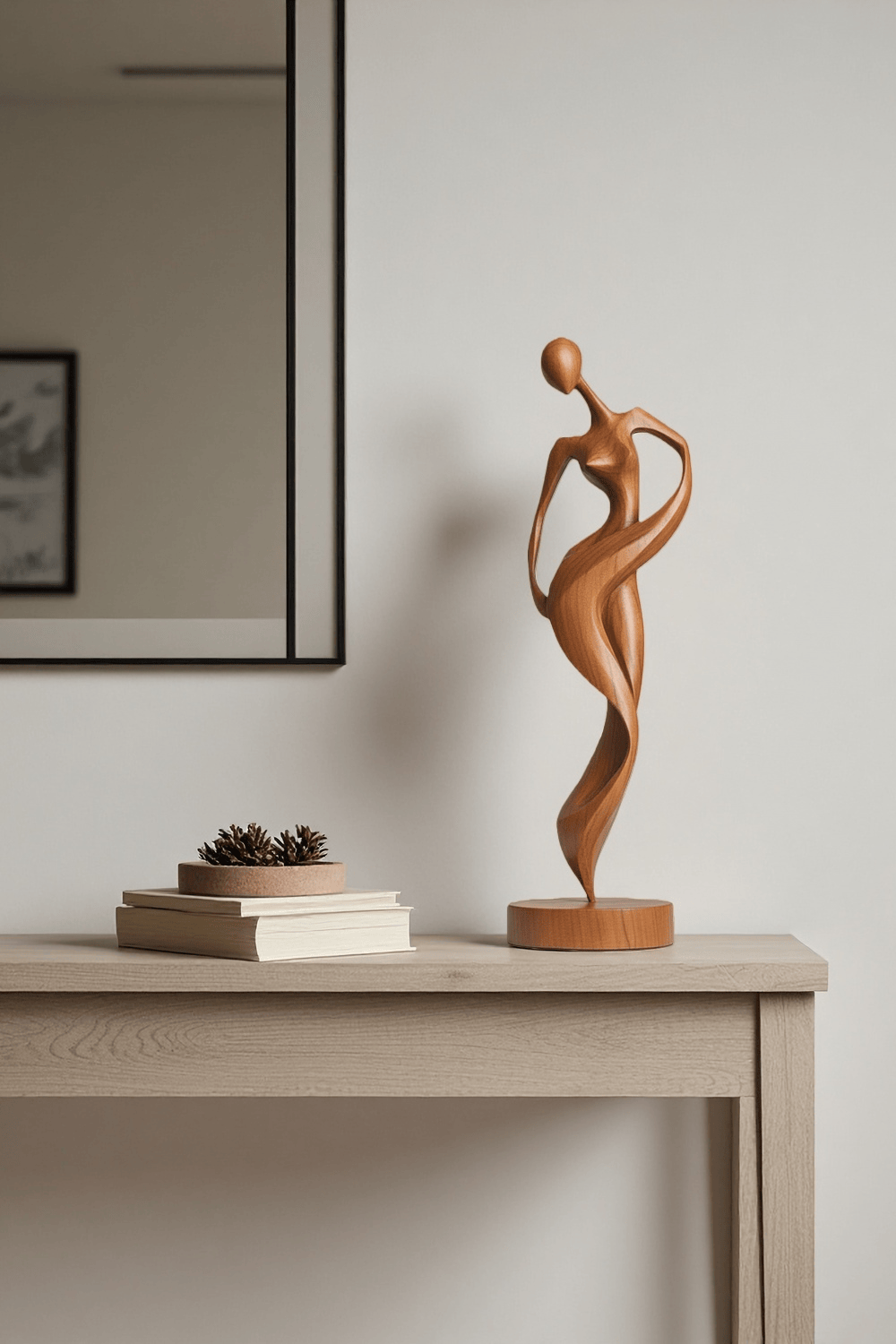 Abstract Wooden Human Sculpture Handcrafted Modern Art Decor Minimalist Wood Figurine