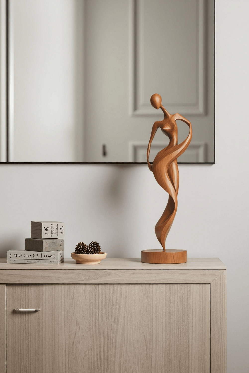 Abstract Wooden Human Sculpture Handcrafted Modern Art Decor Minimalist Wood Figurine