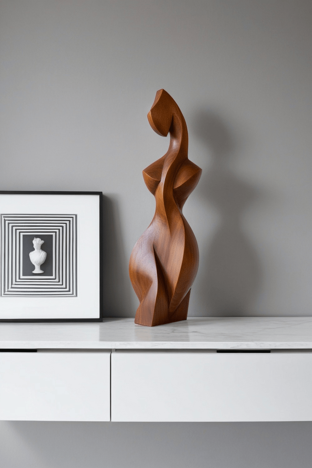 Abstract Wooden Human Sculpture Handcrafted Modern Art Decor Minimalist Wood Figurine