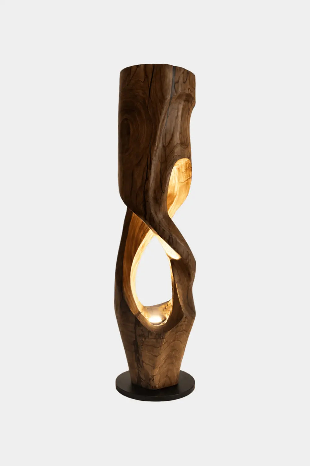 Hollow Tree Trunk Wood Floor Lamp | Aesthetic Standing Light for Room Space