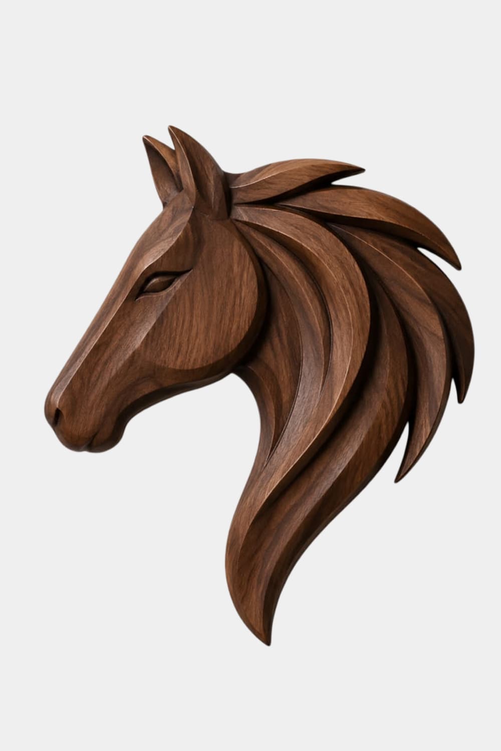 Wooden Horse Head Wall Relief | 3D Carved Equestrian Decor