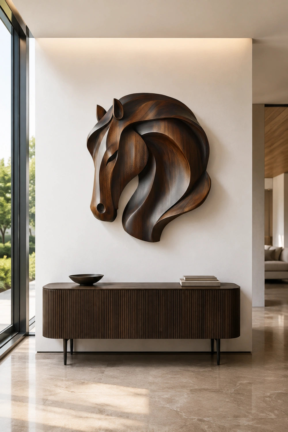 3D Wooden Horse Head Wall Art | Deep Relief Animal Plaque