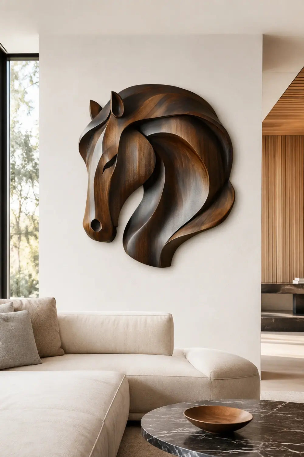 3D Wooden Horse Head Wall Art | Deep Relief Animal Plaque