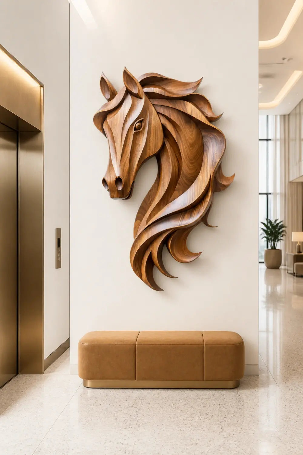 Windswept Wooden Horse Wall Relief | Wild Stallion Lodge Decor