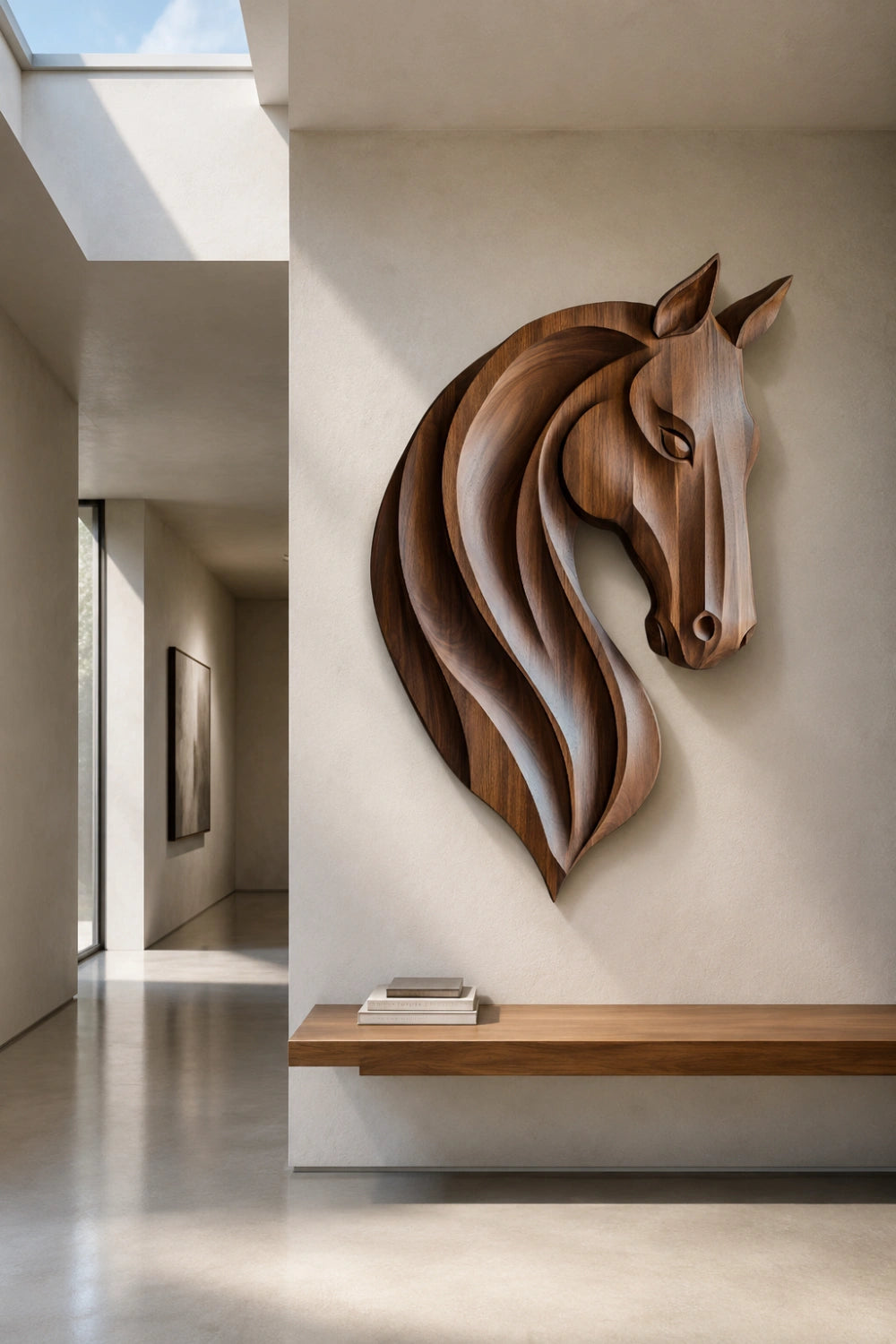 Elegant Wooden Horse Wall Plaque | Carved Equestrian Hanging