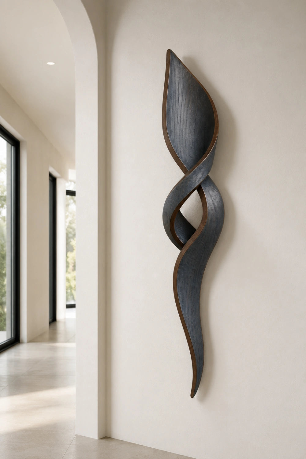 Rustic Modern Wood Wall Sculpture | Charcoal Gray Wall Hanging | Industrial Loft Art