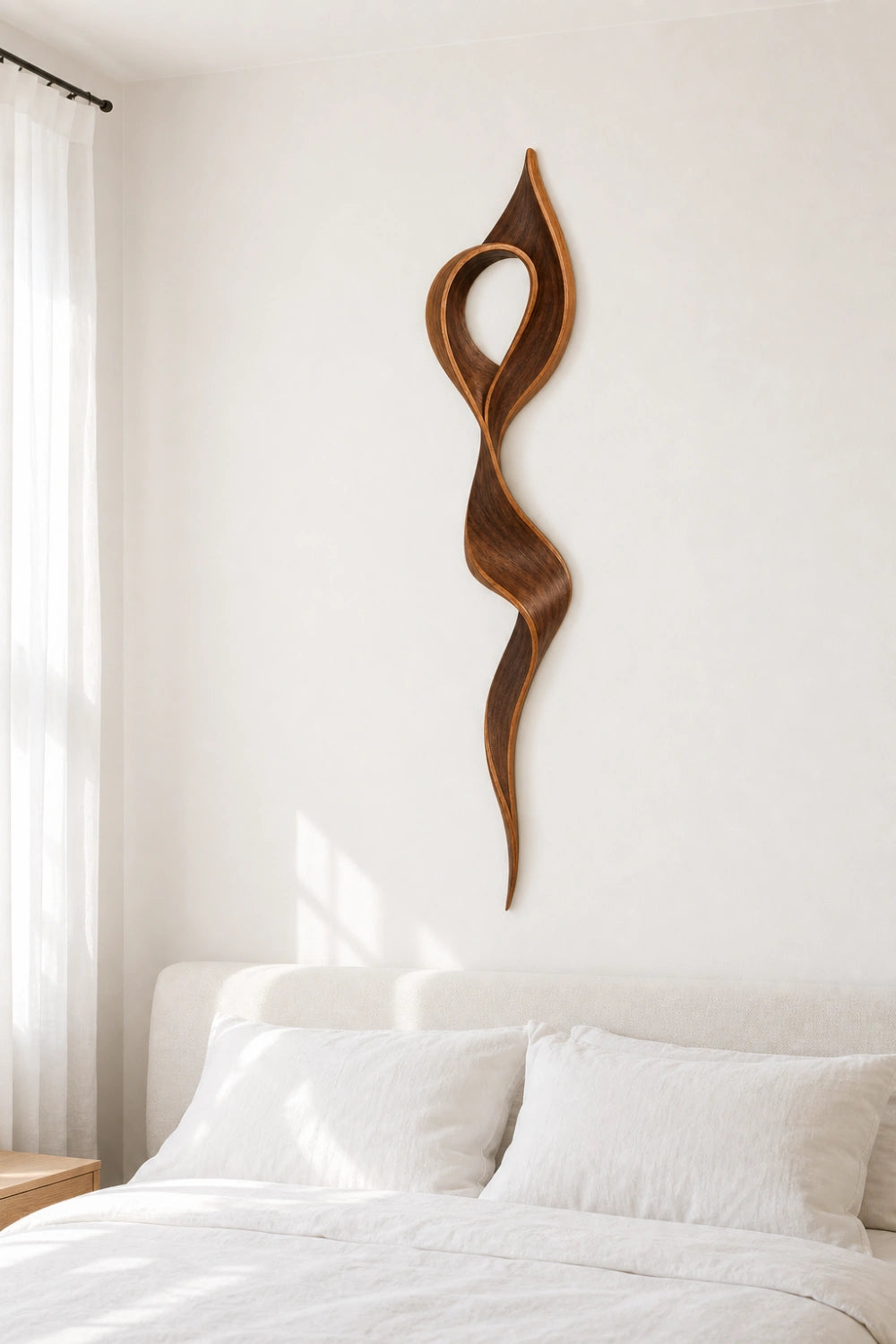 Nordic Wood Wall Sculpture | Sculptural Infinity Ribbon | Modern Gallery Wall Art