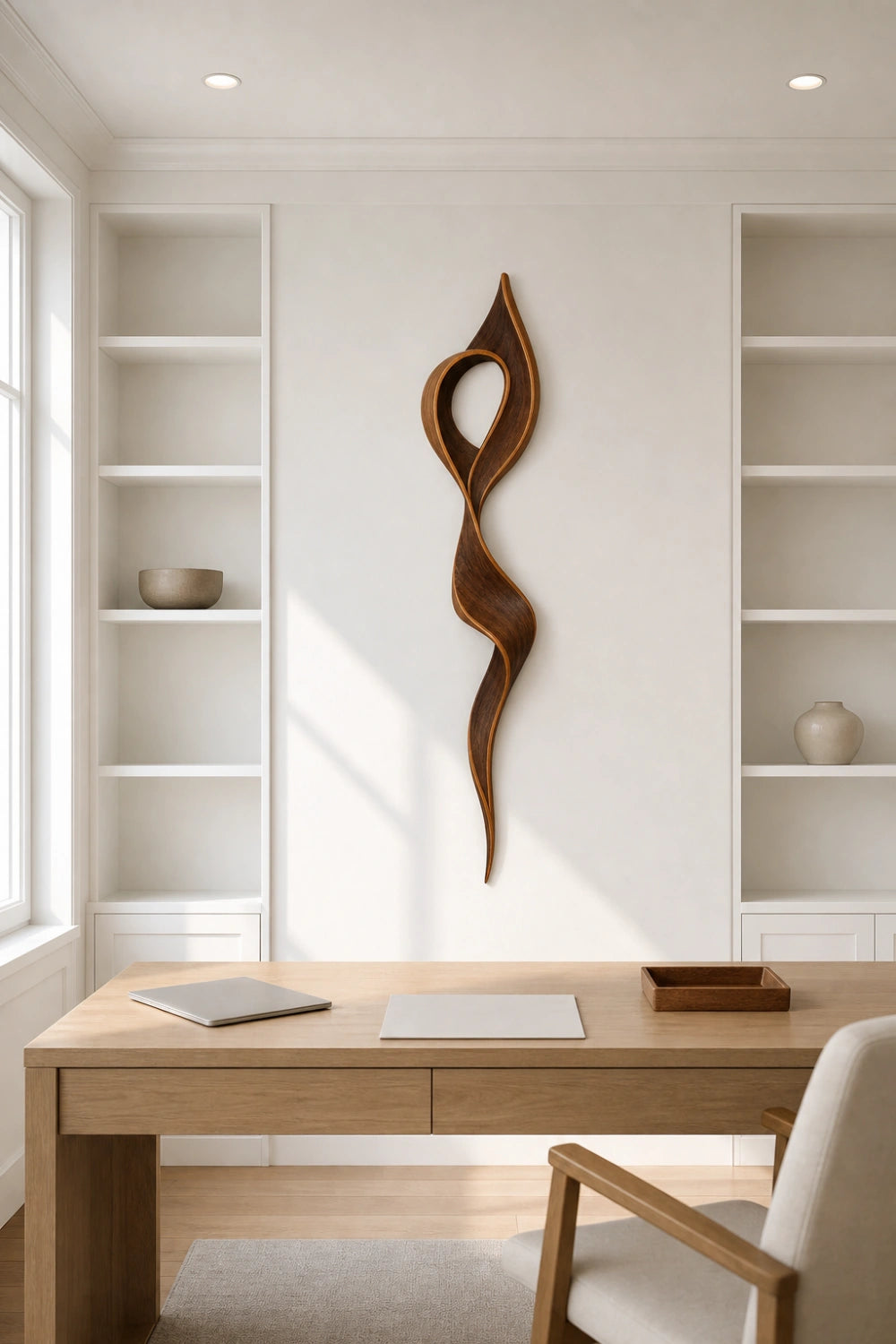 Nordic Wood Wall Sculpture | Sculptural Infinity Ribbon | Modern Gallery Wall Art