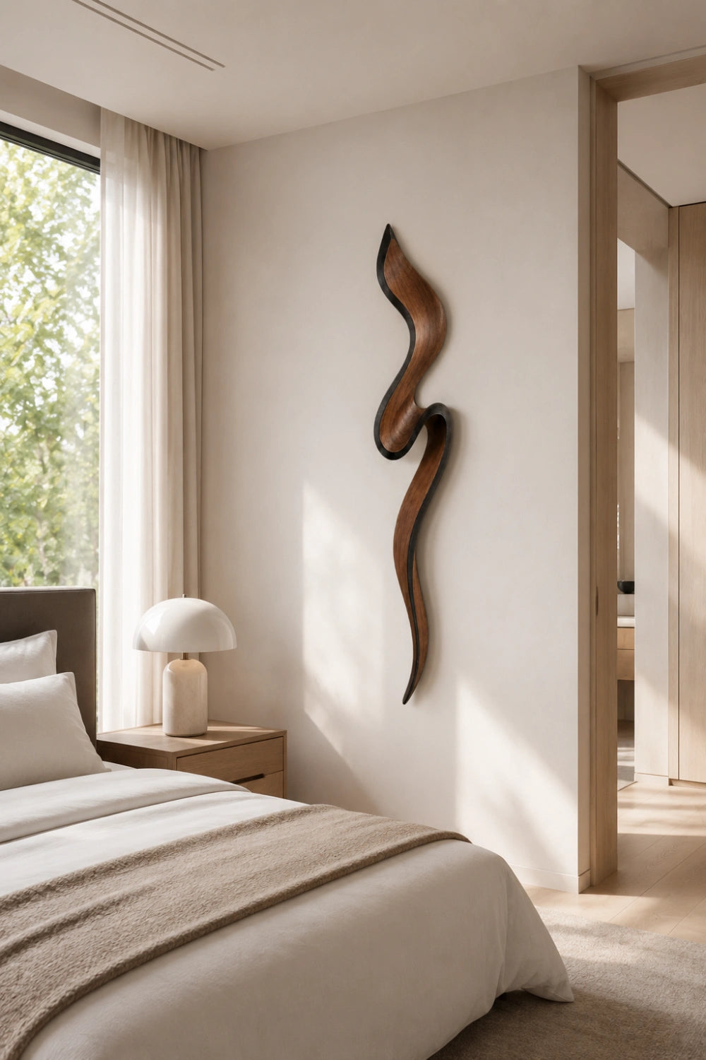 Biophilic Wood Wall Sculpture | Dynamic Sweep Wall Hanging | Earthy Organic Feature