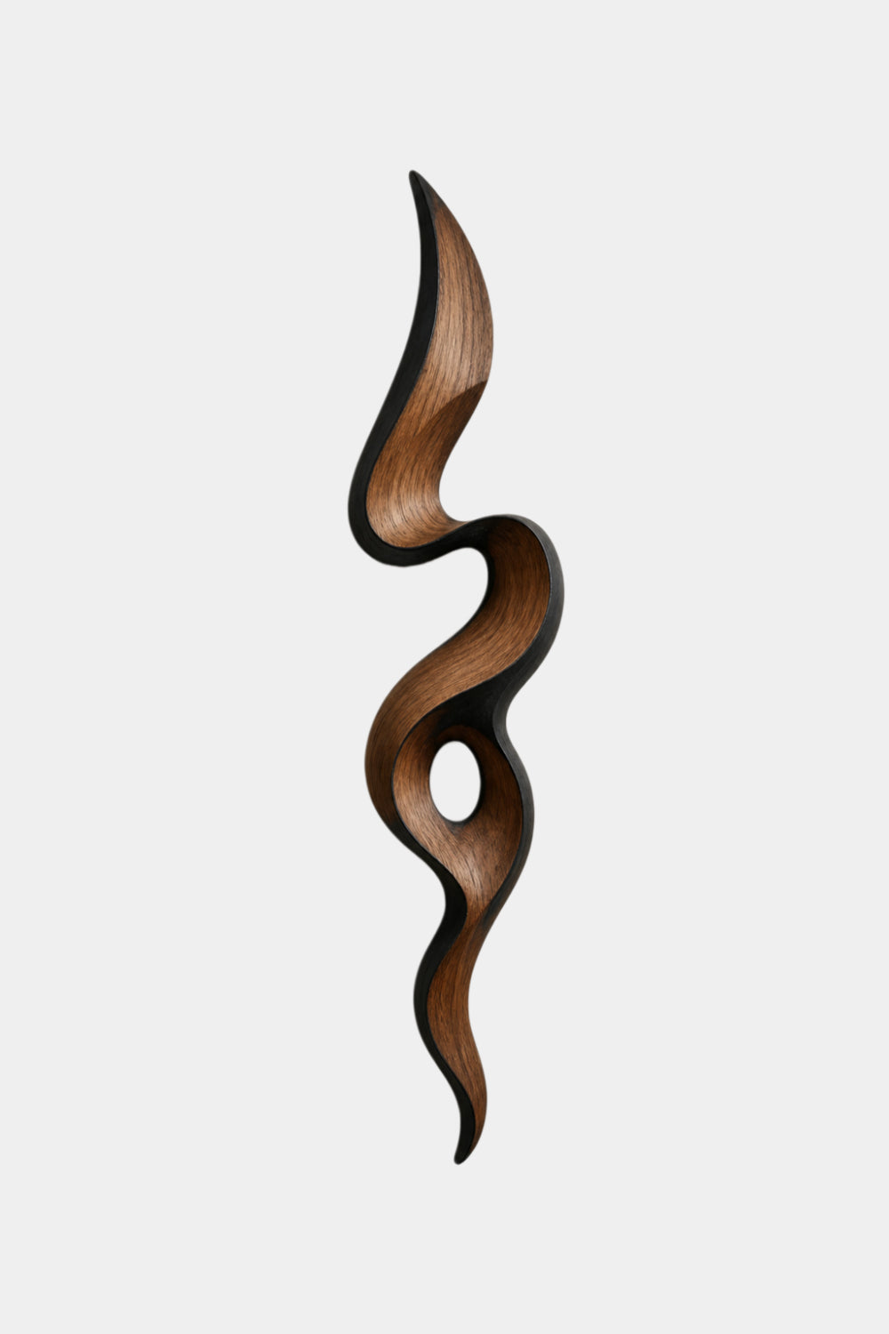 Teak Wood Wall Sculpture | Negative Space Ribbon Art | Modern Organic Accent