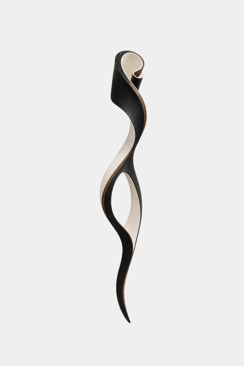 Two-Tone Curved Wood Wall Sculpture | Modern Ebony Ribbon Hanging