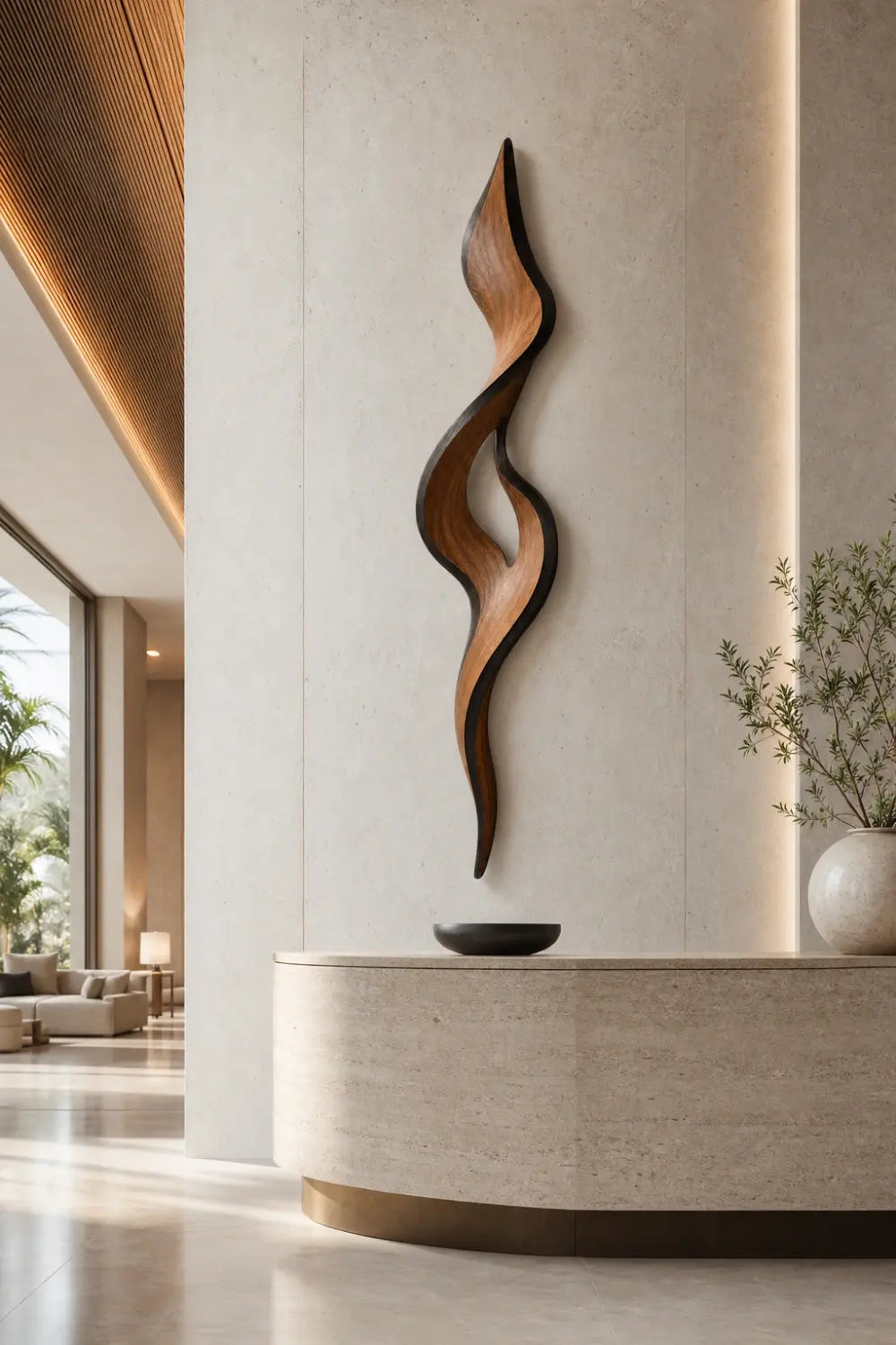 3D Wood Wave Wall Sculpture | Organic Modern Wall Decor
