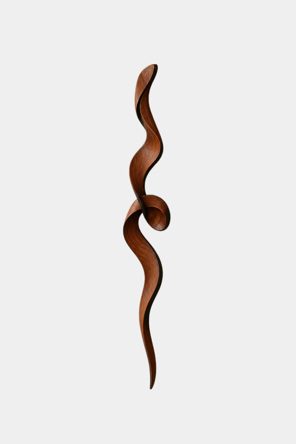 Carved Wood Knot Wall Sculpture | Mahogany Ribbon Loop | Luxury Statement Wall Decor