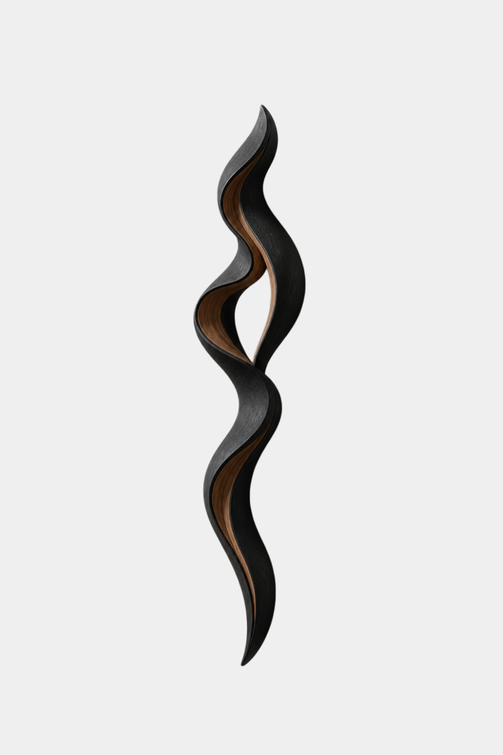 Lackened Wood Wall Sculpture | Charred Ebony Ribbon Art | Dark Modern Wall Decor