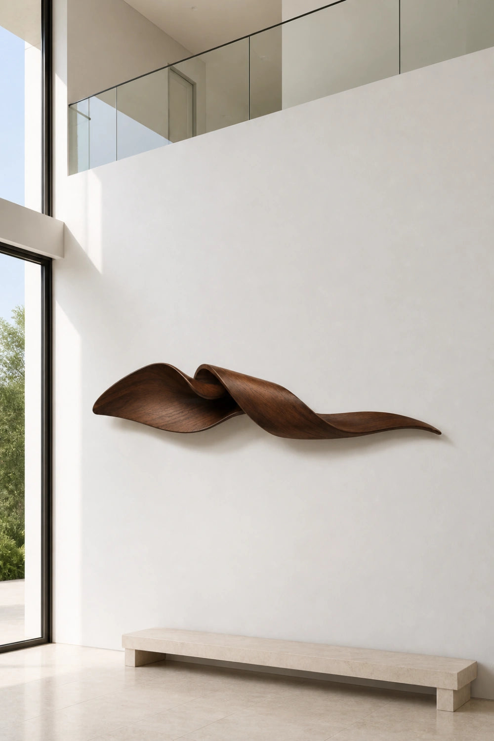 Botanical Wood Wall Sculpture | Sculptural Petal Wall Art | Dark Oak Accent