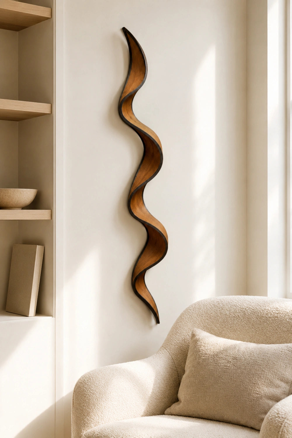 Harmonic Wood Wall Sculpture | Rhythmic Wave Wall Hanging | Wabi Sabi Oak Decor