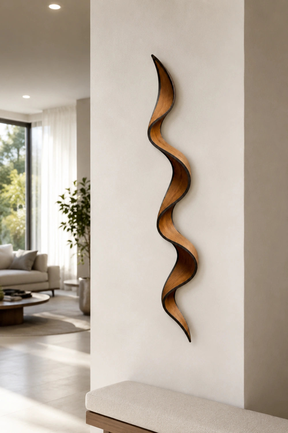 Harmonic Wood Wall Sculpture | Rhythmic Wave Wall Hanging | Wabi Sabi Oak Decor