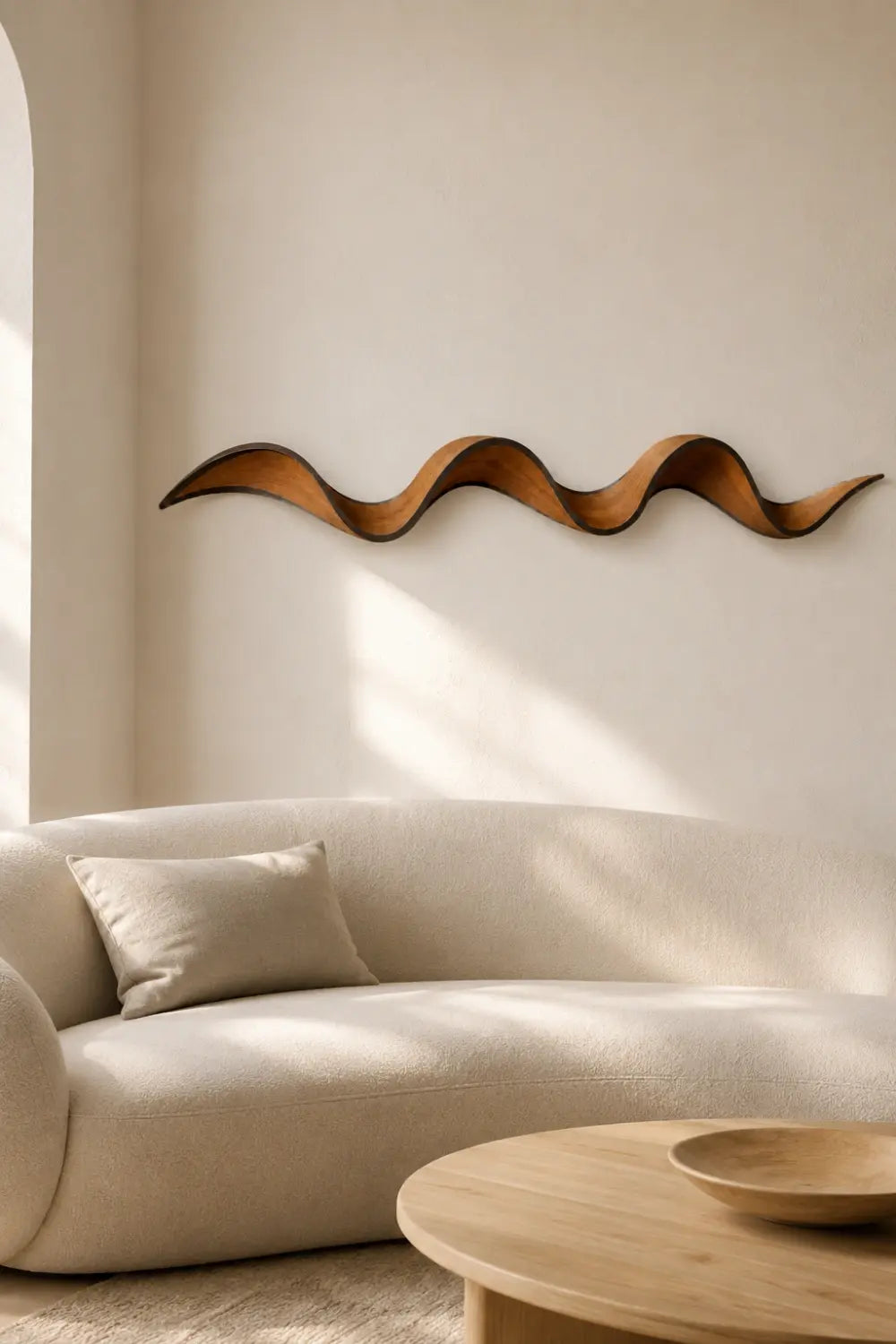 Harmonic Wood Wall Sculpture | Rhythmic Wave Wall Hanging | Wabi Sabi Oak Decor