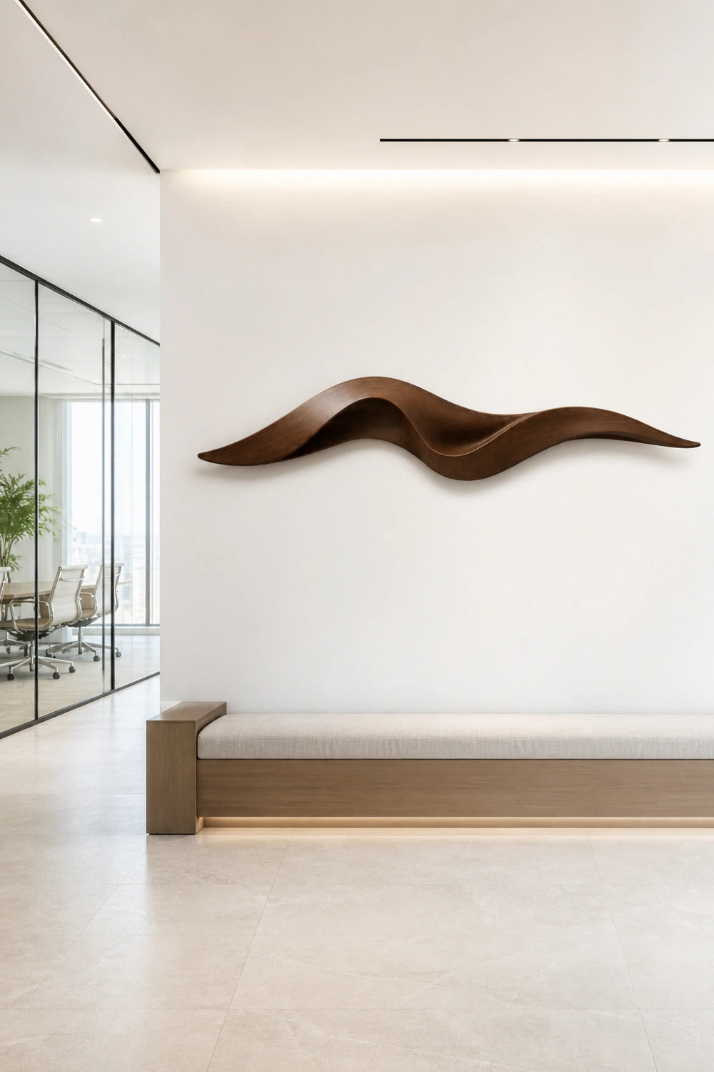 Seamless Wood Relief Sculpture | Minimalist Flowing Wall Art | Organic Contour Plaque
