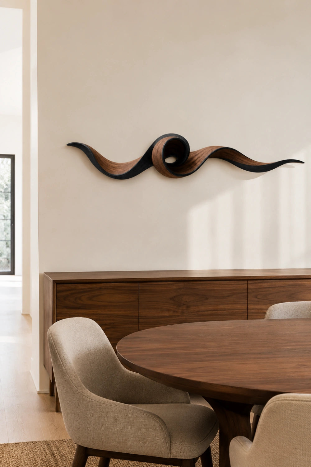 Coiled Wood Wall Sculpture | Architectural Spiral Wall Art | Modern Zen Decor