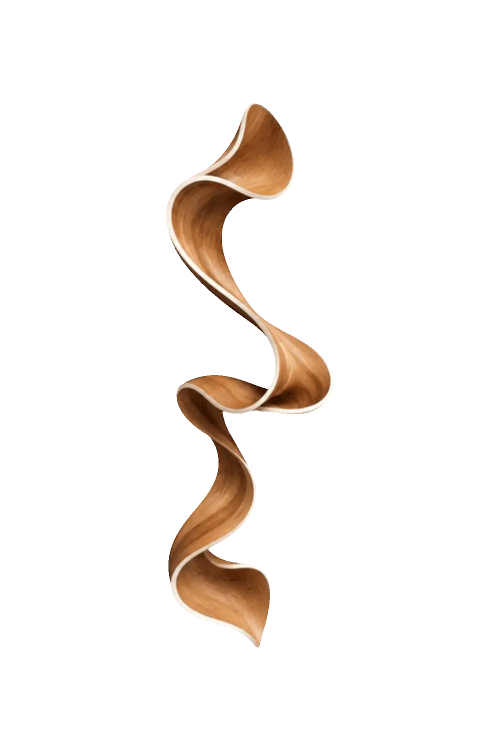 Cascading Wooden Ribbon Sculpture | Modern Sinuous Swirl Accent Home Decor
