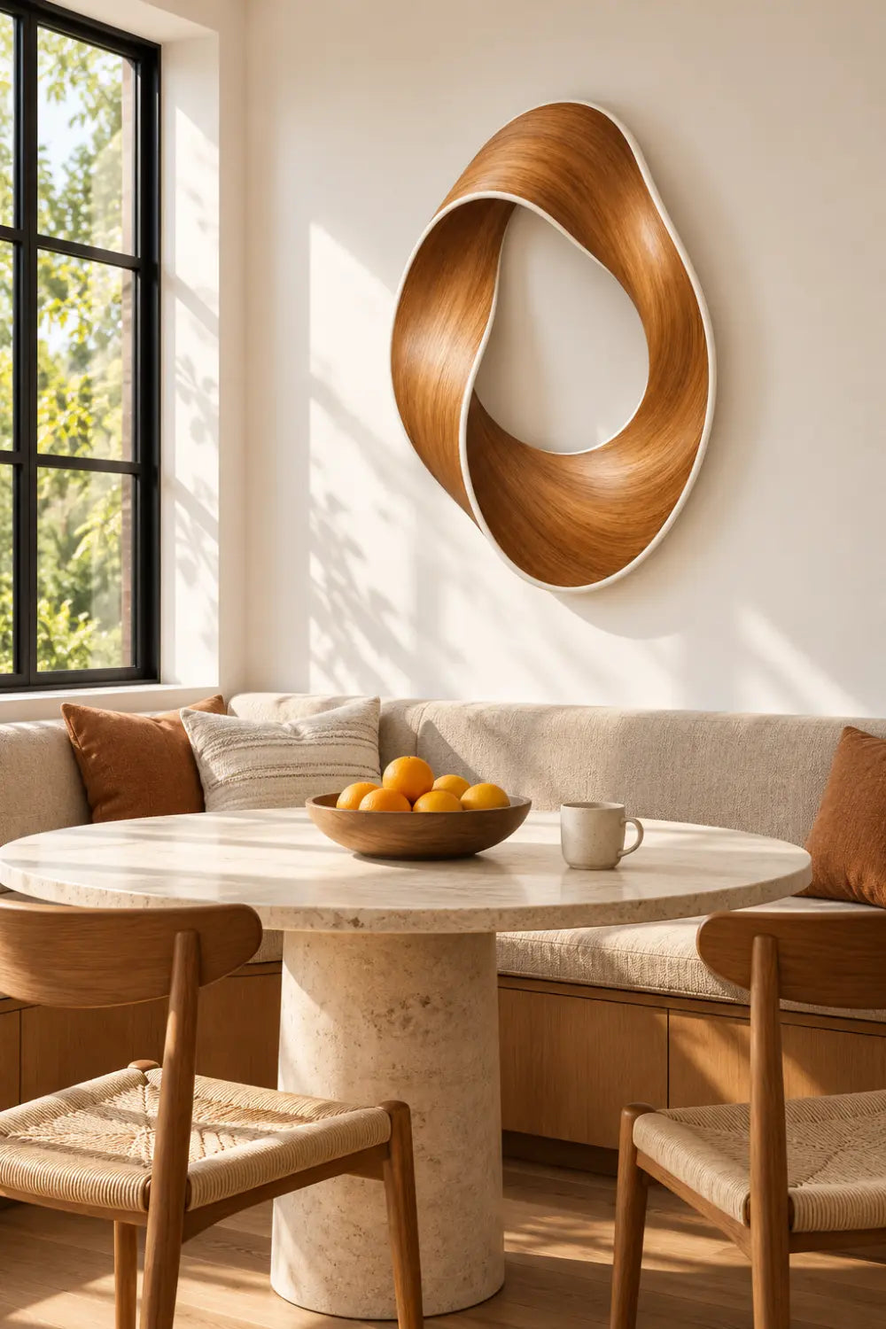Abstract Mobius Strip Wooden Ribbon Sculpture | Modern Infinity Loop Art Decor