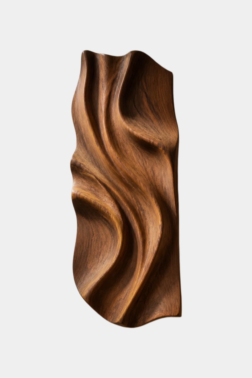 Abstract Wood Wall Relief Sculpture | 3D Wave Carved Panel